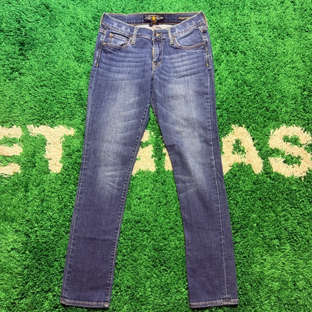 Lucky Brand Sweet N Straight Women's Dark Wash Denim Jeans Floral Pockets